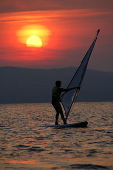 Windsurfing on Lake Sebago